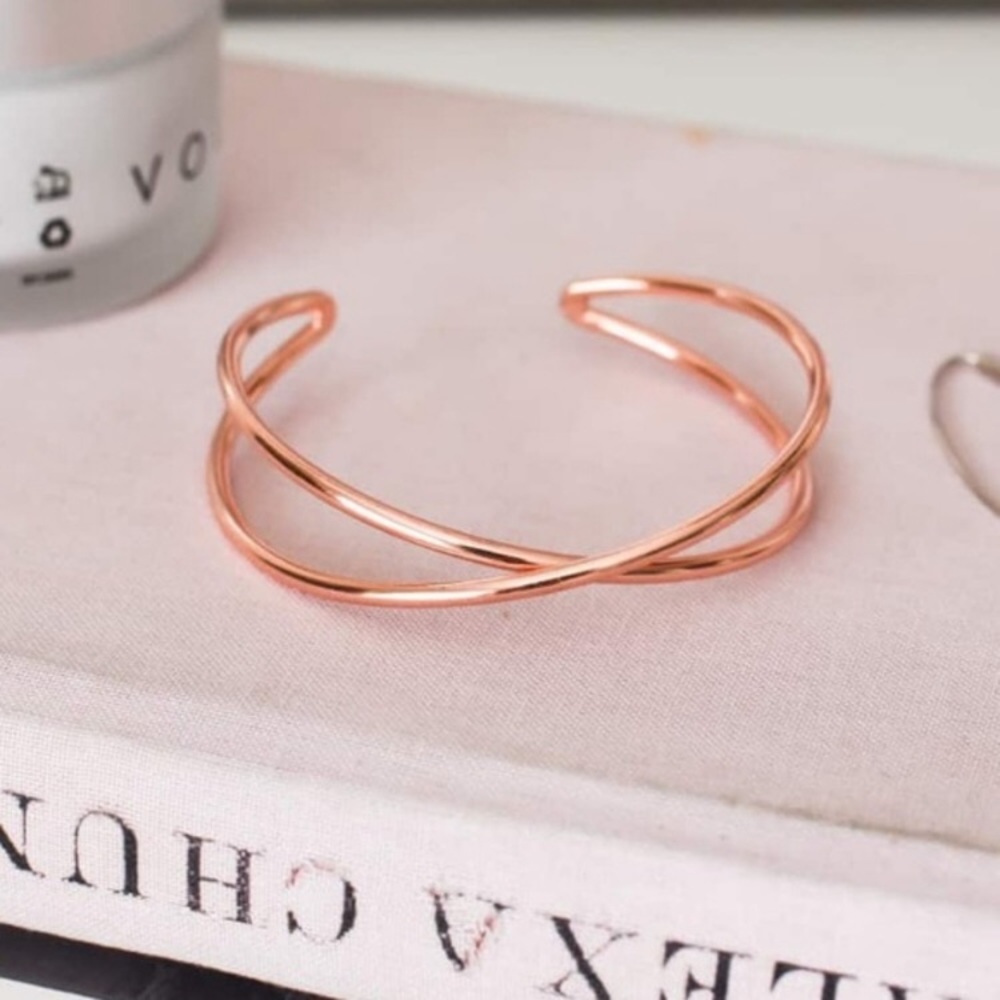 Rose Gold Cross cross cuff by tribe alive
